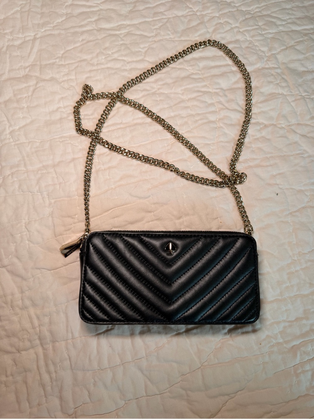 kate spade Black Quilted Chevron Chain Crossbody